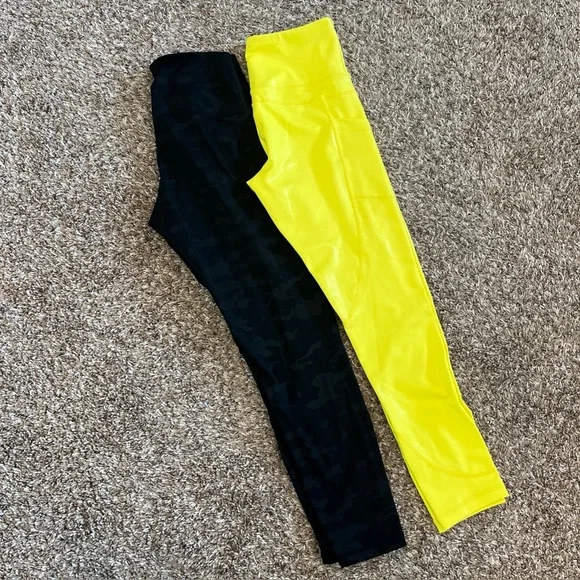 Zyia Leggings Bundle Womens Size 4 Camo Neon Yellow Activewear Compression - Picture 1 of 11